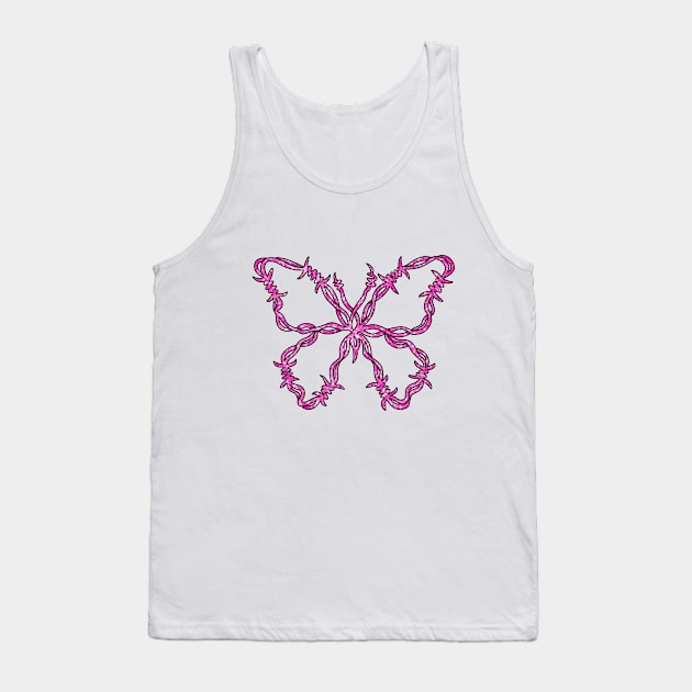 Pink barbed wire butterfly Tank Top by Becky-Marie